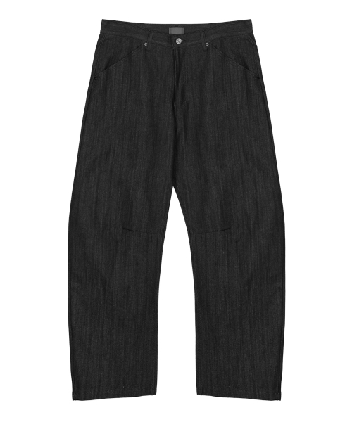 NICK&NICOLE(ニックアンドニコール)の「CURVED WIDE COTTON DENIM PANTS_BLACK(デニムパンツ・メンズ・その他・SMALL/MEDIUM/LARGE)」の5枚目の写真