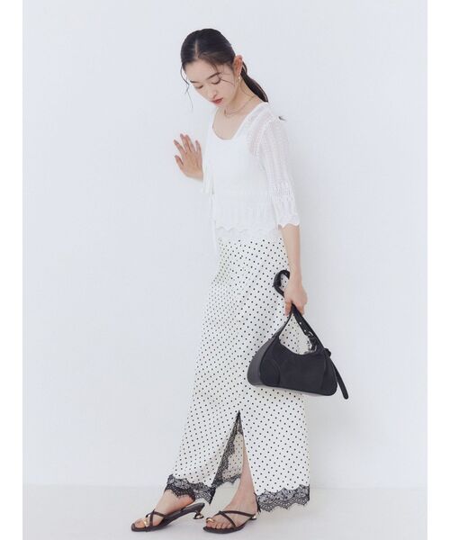 LAGUNAMOON（ラグナムーン）の「ドットナロースカート 【夏服】【オフィスカジュアル】（スカート・レディース・ブラック/ホワイト・SMALL/MEDIUM）」の10枚目の写真
