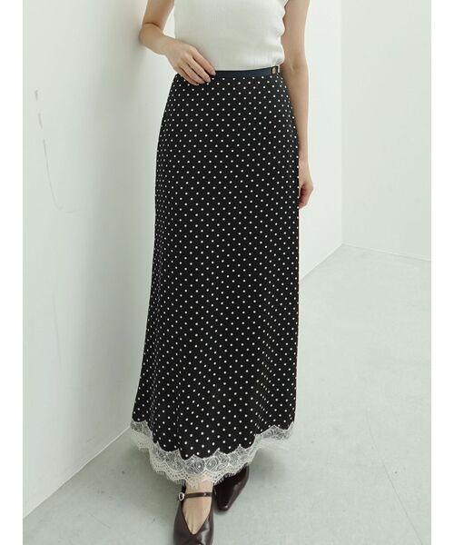 LAGUNAMOON（ラグナムーン）の「ドットナロースカート 【夏服】【オフィスカジュアル】（スカート・レディース・ブラック/ホワイト・SMALL/MEDIUM）」の14枚目の写真