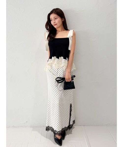 LAGUNAMOON（ラグナムーン）の「ドットナロースカート 【夏服】【オフィスカジュアル】（スカート・レディース・ブラック/ホワイト・SMALL/MEDIUM）」の17枚目の写真