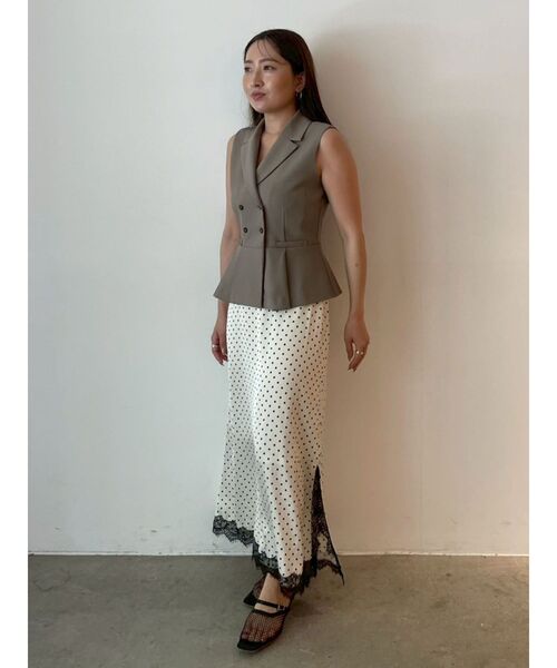 LAGUNAMOON（ラグナムーン）の「ドットナロースカート 【夏服】【オフィスカジュアル】（スカート・レディース・ブラック/ホワイト・SMALL/MEDIUM）」の20枚目の写真