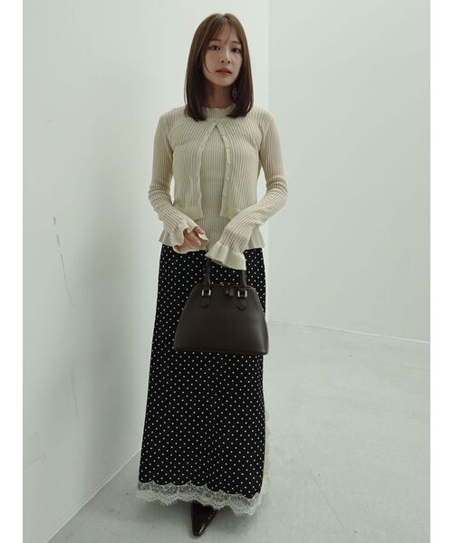 LAGUNAMOON(ラグナムーン)の「ドットナロースカート(スカート・レディース・ブラック/ホワイト・SMALL/MEDIUM)」の4枚目の写真