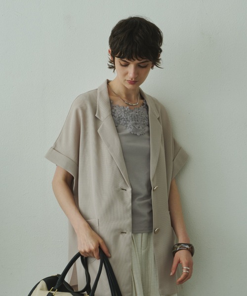 Plumel（プルメル）の「Sheer Mesh French Tailored Gilet / シアーメッシュフレンチテーラードジレ（テーラードジャケット・レディース・ベージュ/ブラック/オフホワイト・MEDIUM）」の18枚目の写真