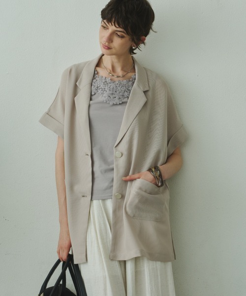 Plumel（プルメル）の「Sheer Mesh French Tailored Gilet / シアーメッシュフレンチテーラードジレ（テーラードジャケット・レディース・ベージュ/ブラック/オフホワイト・MEDIUM）」の20枚目の写真