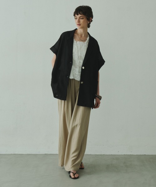 Plumel（プルメル）の「Sheer Mesh French Tailored Gilet / シアーメッシュフレンチテーラードジレ（テーラードジャケット・レディース・ベージュ/ブラック/オフホワイト・MEDIUM）」の14枚目の写真