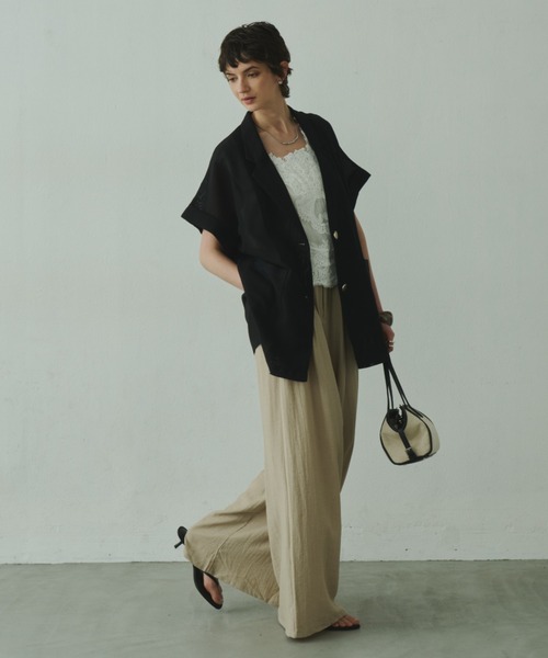 Plumel（プルメル）の「Sheer Mesh French Tailored Gilet / シアーメッシュフレンチテーラードジレ（テーラードジャケット・レディース・ベージュ/ブラック/オフホワイト・MEDIUM）」の13枚目の写真
