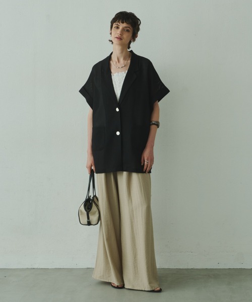 Plumel（プルメル）の「Sheer Mesh French Tailored Gilet / シアーメッシュフレンチテーラードジレ（テーラードジャケット・レディース・ベージュ/ブラック/オフホワイト・MEDIUM）」の15枚目の写真