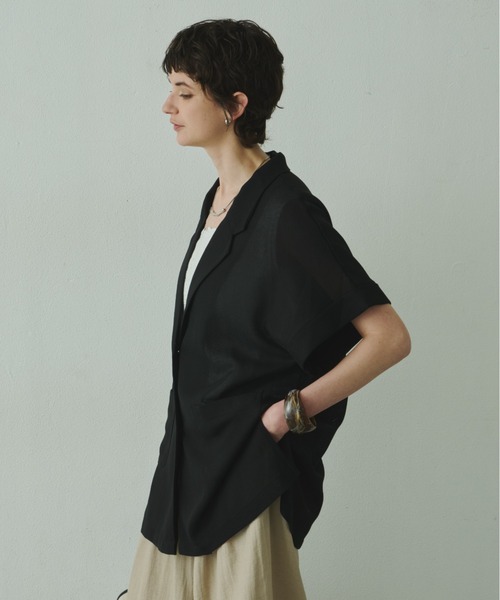 Plumel（プルメル）の「Sheer Mesh French Tailored Gilet / シアーメッシュフレンチテーラードジレ（テーラードジャケット・レディース・ベージュ/ブラック/オフホワイト・MEDIUM）」の11枚目の写真