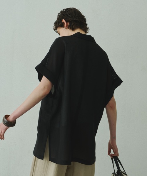 Plumel（プルメル）の「Sheer Mesh French Tailored Gilet / シアーメッシュフレンチテーラードジレ（テーラードジャケット・レディース・ベージュ/ブラック/オフホワイト・MEDIUM）」の12枚目の写真