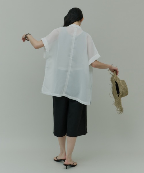 Plumel（プルメル）の「Sheer Mesh French Tailored Gilet / シアーメッシュフレンチテーラードジレ（テーラードジャケット・レディース・ベージュ/ブラック/オフホワイト・MEDIUM）」の5枚目の写真