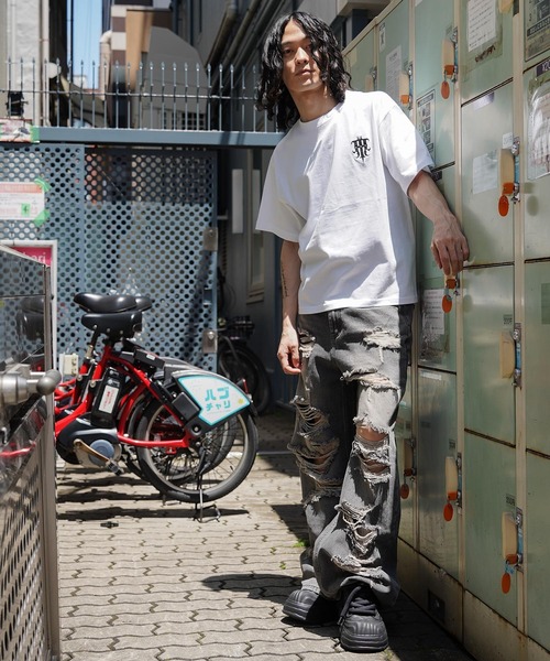 RIPPER(リッパー)の「【RIPPER】シンプル ロゴ 刺繍 Tシャツ / Simple Logo Embroidered T-Shirt(Tシャツ/カットソー・メンズ・ホワイト×グレー/ブラック×グレー/ブラック/ホワイト・S/L/M)」の16枚目の写真