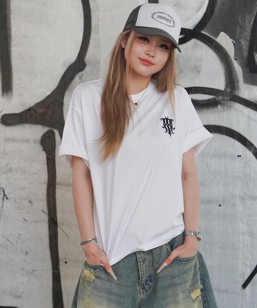 RIPPER(リッパー)の「【RIPPER】シンプル ロゴ 刺繍 Tシャツ / Simple Logo Embroidered T-Shirt(Tシャツ/カットソー・メンズ・ホワイト×グレー/ブラック×グレー/ブラック/ホワイト・S/L/M)」の9枚目の写真
