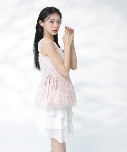Rirandture(リランドチュール)の「シアーコンビフリンジペプラムトップス(シャツ/ブラウス・レディース・ピンク/ブラック/ホワイト・2/1)」の21枚目の写真