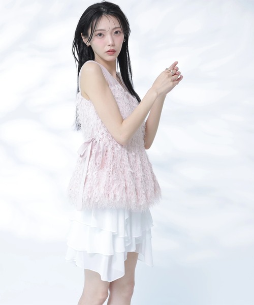 Rirandture(リランドチュール)の「シアーコンビフリンジペプラムトップス(シャツ/ブラウス・レディース・ピンク/ブラック/ホワイト・2/1)」の22枚目の写真