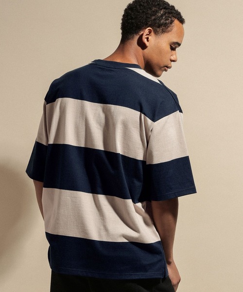 NUMERALS（ヌメラルズ）の「[NUMERALS]STRIPED SHORT SLEEVE T-SHIRT（Tシャツ/カットソー・メンズ・ホワイト/ベージュ・MEDIUM/LARGE）」の14枚目の写真