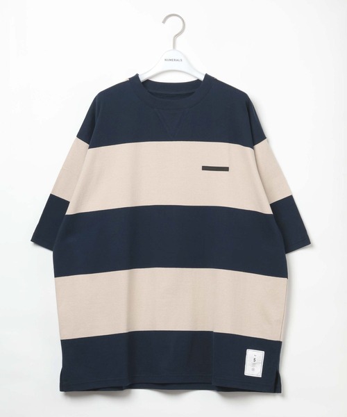 NUMERALS（ヌメラルズ）の「[NUMERALS]STRIPED SHORT SLEEVE T-SHIRT（Tシャツ/カットソー・メンズ・ホワイト/ベージュ・MEDIUM/LARGE）」の12枚目の写真