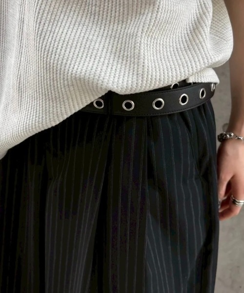 Never mind the XU / Chikashitsu+(ネバーマインド ザ エックスユー / チカシツプラス)の「【nmtc+】stripe slacks shorts (2color) / 【エヌエムティーシープラス】ストライプスラックスハーフパンツ(スラックス・メンズ・グレー/ブラック・ONE SIZE)」の11枚目の写真