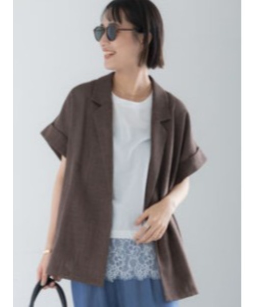 Te chichi（テチチ）の「カラミメッシュジャケット《2026 SUMMER LOOK item》（ノーカラージャケット・レディース・ブラウン/ブラック・F）」の2枚目の写真
