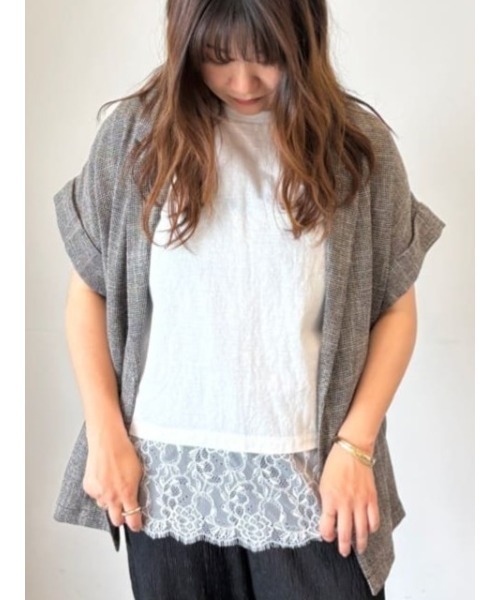 Te chichi（テチチ）の「カラミメッシュジャケット《2026 SUMMER LOOK item》（ノーカラージャケット・レディース・ブラウン/ブラック・F）」の7枚目の写真