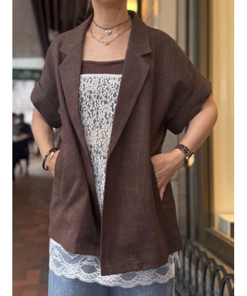 Te chichi（テチチ）の「カラミメッシュジャケット《2026 SUMMER LOOK item》（ノーカラージャケット・レディース・ブラウン/ブラック・F）」の10枚目の写真