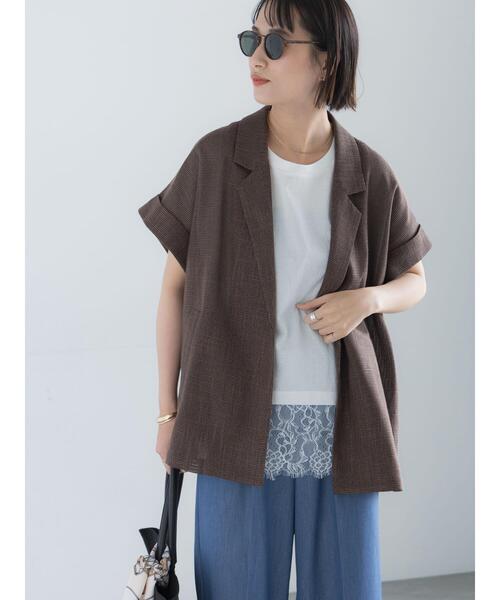 Te chichi（テチチ）の「カラミメッシュジャケット《2026 SUMMER LOOK item》（ノーカラージャケット・レディース・ブラウン/ブラック・F）」の8枚目の写真