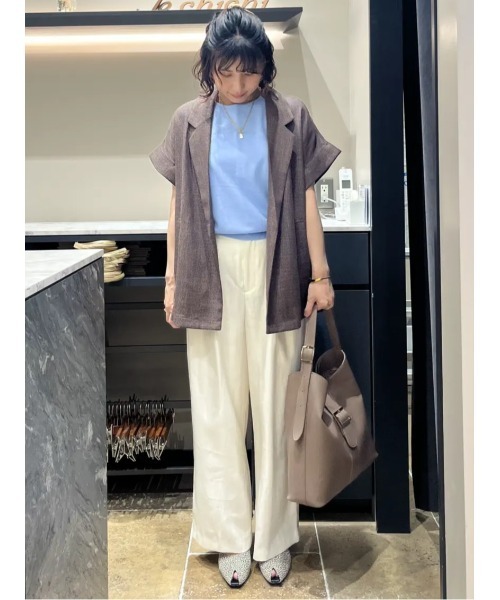 Te chichi(テチチ)の「カラミメッシュジャケット《2026 SUMMER LOOK item》(ノーカラージャケット・レディース・ブラウン/ブラック・F)」の15枚目の写真