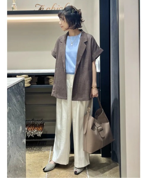Te chichi(テチチ)の「カラミメッシュジャケット《2026 SUMMER LOOK item》(ノーカラージャケット・レディース・ブラウン/ブラック・F)」の16枚目の写真