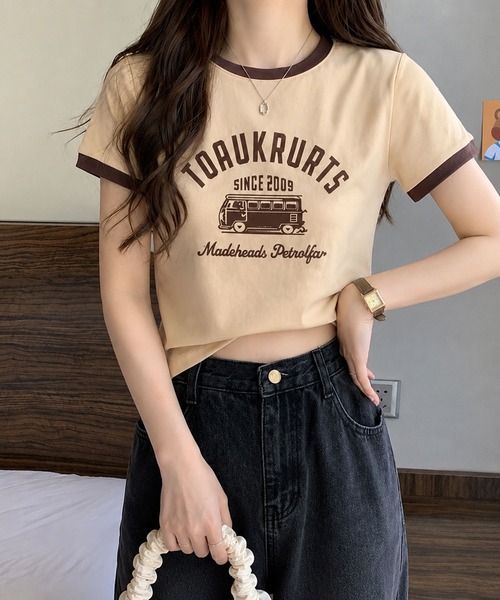 VIBGYOR(ヴィブジョー)の「【EIZZ/アイズ】ナンバリング リンガー ゲームシャツ / クルーネック / ブロークコア(Tシャツ/カットソー・レディース・ブラック/オフホワイト/グレー/ブラウン/ベージュ・FREE)」の1枚目の写真