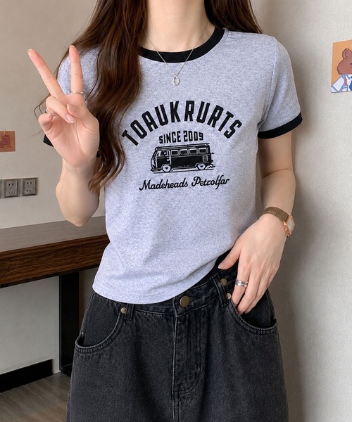 VIBGYOR(ヴィブジョー)の「【EIZZ/アイズ】ナンバリング リンガー ゲームシャツ / クルーネック / ブロークコア(Tシャツ/カットソー・レディース・ブラック/オフホワイト/グレー/ブラウン/ベージュ・FREE)」の10枚目の写真