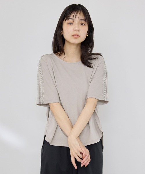 NAVY（ネイビー）の「【SARARI /サラリ】冷感 ショルダーレース UVカット DRY Tシャツ（Tシャツ/カットソー・レディース・ブラック/オフホワイト/グレイッシュベージュ・L/M）」の9枚目の写真