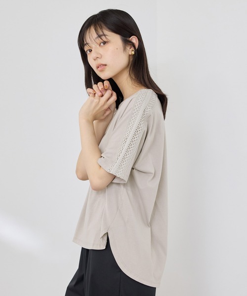 NAVY（ネイビー）の「【SARARI /サラリ】冷感 ショルダーレース UVカット DRY Tシャツ（Tシャツ/カットソー・レディース・ブラック/オフホワイト/グレイッシュベージュ・L/M）」の10枚目の写真