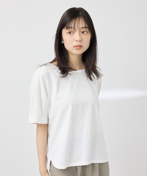 NAVY（ネイビー）の「【SARARI /サラリ】冷感 ショルダーレース UVカット DRY Tシャツ（Tシャツ/カットソー・レディース・ブラック/オフホワイト/グレイッシュベージュ・L/M）」の16枚目の写真