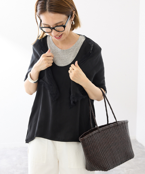 FRAMeWORK(フレームワーク)の「SKIN LACE SCARF WITH BL(シャツ/ブラウス・レディース・ベージュ/ブラック・FREE)」の12枚目の写真