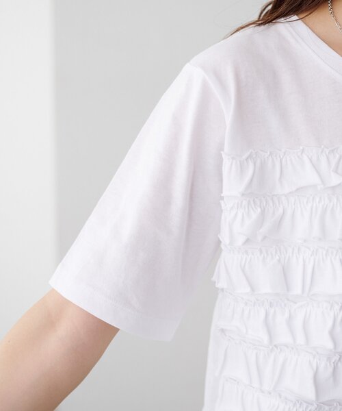 DISCOAT(ディスコート)の「フリルたたきTシャツ(Tシャツ/カットソー・レディース・ブラック/オフホワイト・FREE)」の11枚目の写真