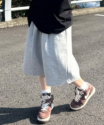 バミューダワイドスウェットショートパンツ_グレー