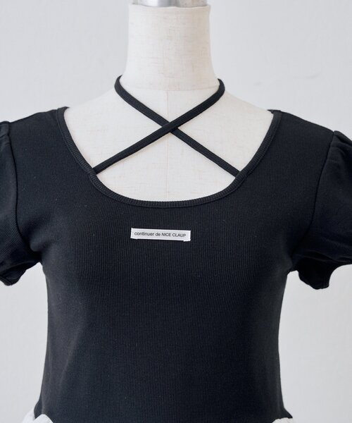 continuer de NICE CLAUP（コンティニューデナイスクラップ）の「フリフリペプラムパフT（Tシャツ/カットソー・レディース・ブラック/オフホワイト/ピンク・FREE）」の15枚目の写真