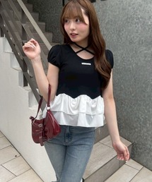 continuer de NICE CLAUP | フリフリペプラムパフT(Tシャツ/カットソー)