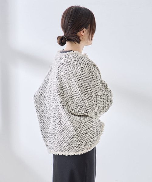 journal standard L'essage（ジャーナルスタンダードレサージュ）の「《追加》GIOLICA ツイード D/Sジャケット（ノーカラージャケット・レディース・ホワイト系その他・FREE）」の4枚目の写真