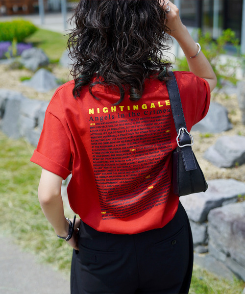 Chillfar(チルファー)の「Chillfar バッグロゴデザインカラフルTEEシャツ(Tシャツ/カットソー・レディース・ブルー/イエロー/ピンク/レッド/レッド系1/レッド系/ピンク系1/ピンク系/イエロー系1/イエロー系・FREE)」の10枚目の写真
