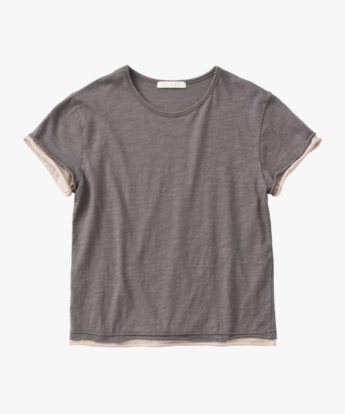 SUARE WOMEN（スアレウーマン）の「(ウィメンズ)スラブレイヤードハーフスリーブココア（Tシャツ/カットソー・レディース・ダークブラウン・SMALL/MEDIUM）」の2枚目の写真