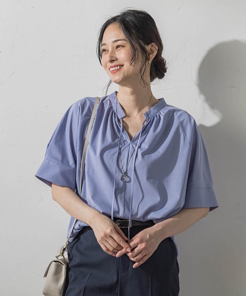 LAUTREAMONT(ロートレアモン)の「ブラウスカットソー(Tシャツ/カットソー・レディース・チャコールグレー/グリーン系その他/ブルー・9号)」の1枚目の写真