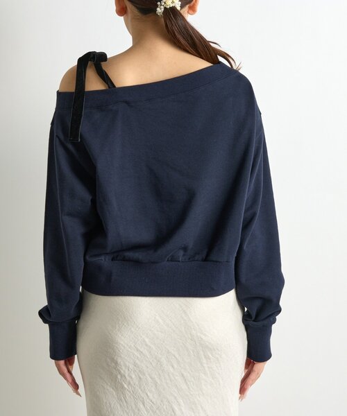 La boutique BonBon(ラブティックボンボン)の「【復刻】ミニ裏毛オフショルプルオーバー(Tシャツ/カットソー・レディース・ネイビー/ライトグレー・FREE)」の12枚目の写真