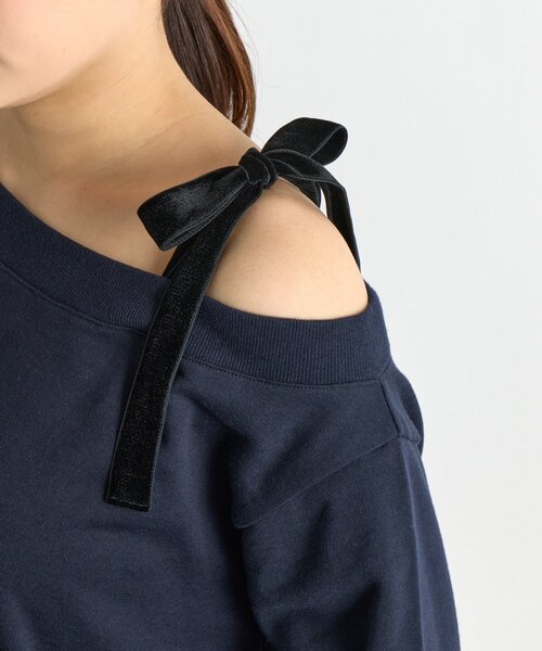 La boutique BonBon(ラブティックボンボン)の「【復刻】ミニ裏毛オフショルプルオーバー(Tシャツ/カットソー・レディース・ネイビー/ライトグレー・FREE)」の14枚目の写真