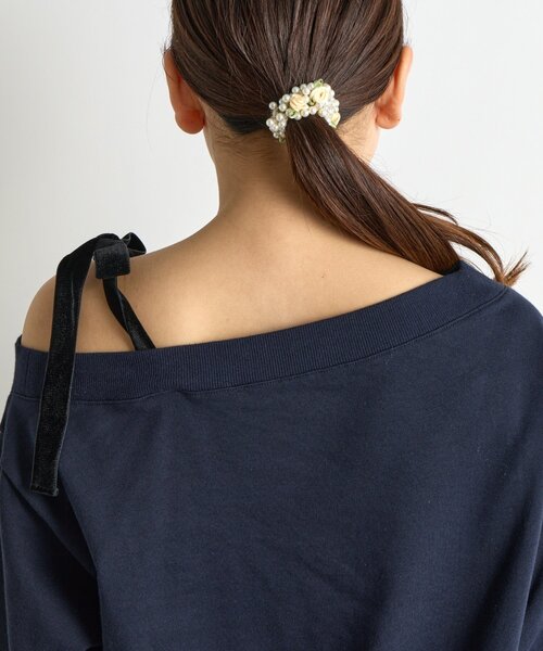 La boutique BonBon(ラブティックボンボン)の「【復刻】ミニ裏毛オフショルプルオーバー(Tシャツ/カットソー・レディース・ネイビー/ライトグレー・FREE)」の15枚目の写真