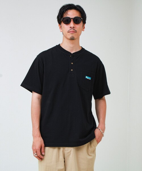 Franklin Climbing(フランクリンクライミング)の「【Franklin Climbing/フランクリンクライミング】ヘンリーネックラベルTシャツ(Tシャツ/カットソー・メンズ・ライトグレー/ホワイト/ブラック・M/XL/L)」の22枚目の写真