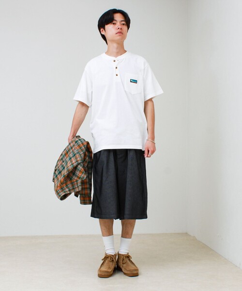 Franklin Climbing(フランクリンクライミング)の「【Franklin Climbing/フランクリンクライミング】ヘンリーネックラベルTシャツ(Tシャツ/カットソー・メンズ・ライトグレー/ホワイト/ブラック・M/XL/L)」の18枚目の写真