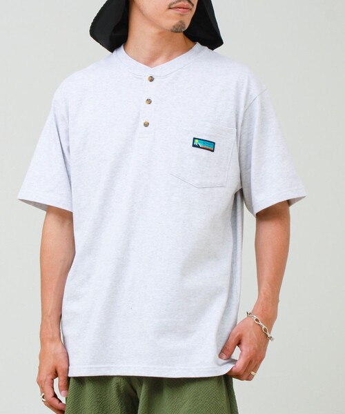 Franklin Climbing(フランクリンクライミング)の「【Franklin Climbing/フランクリンクライミング】ヘンリーネックラベルTシャツ(Tシャツ/カットソー・メンズ・ライトグレー/ホワイト/ブラック・M/XL/L)」の14枚目の写真