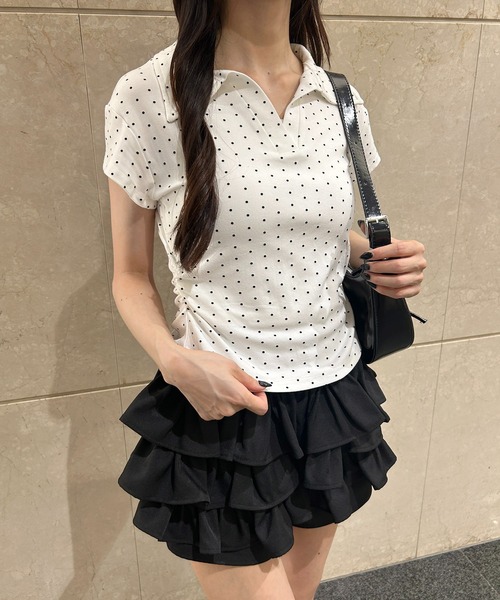 PHILLY(フィリー)の「襟付きドットピチTシャツ(シャツ/ブラウス・レディース・ブラック/ホワイト・FREE)」の5枚目の写真