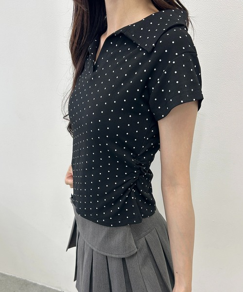 PHILLY(フィリー)の「襟付きドットピチTシャツ(シャツ/ブラウス・レディース・ブラック/ホワイト・FREE)」の13枚目の写真