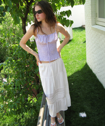 ROLAROLA | PINTUCK LACE TIERED LONG SKIRT WHITE(スカート)